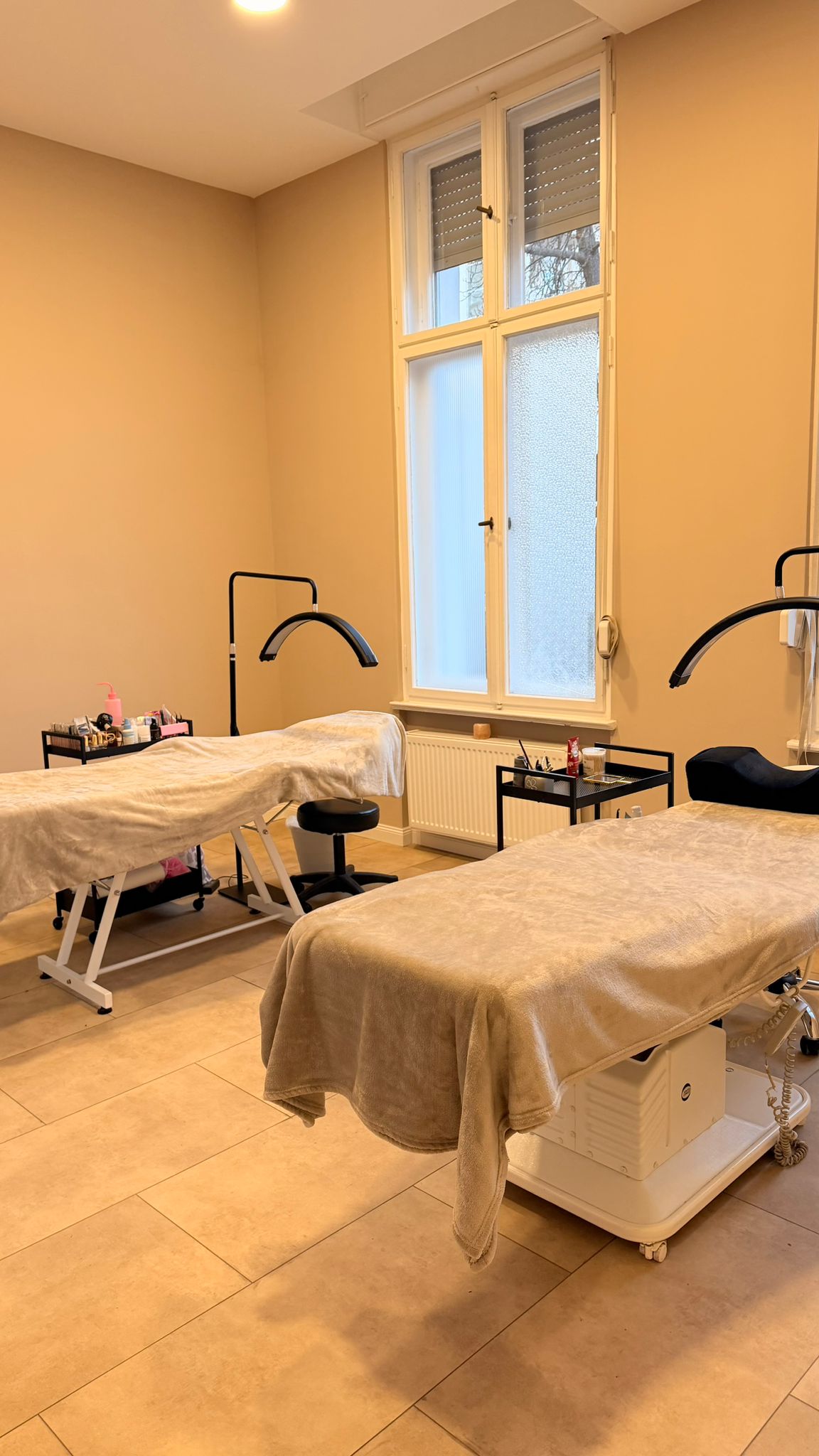 Warm lighting detail inside Myzila Cosmetics